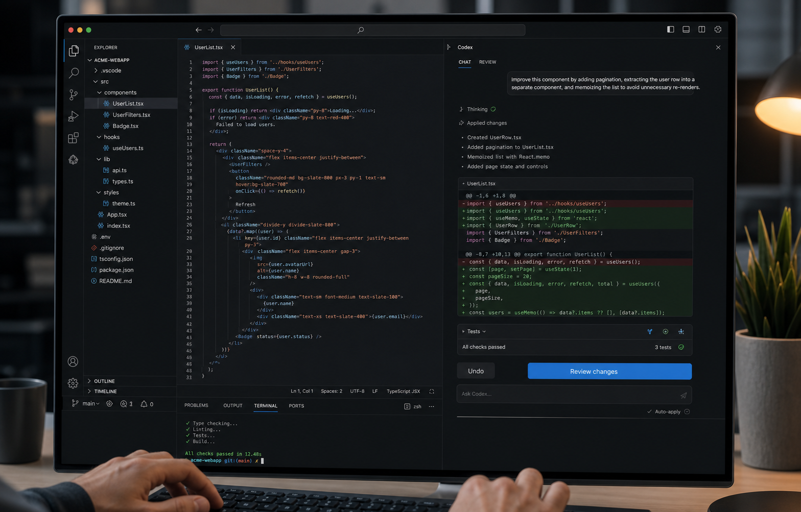 Apercu de Codex utilise dans VS Code